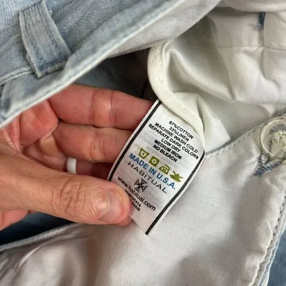 Habitual Los Angeles Wide Leg Linen Blend Belted Blue Denim Jeans 29X22.5 NWT* - Picture 2 of 16